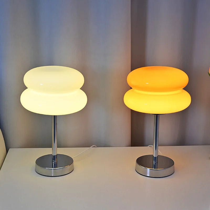 Glass table lamp with trichromatic dimming
