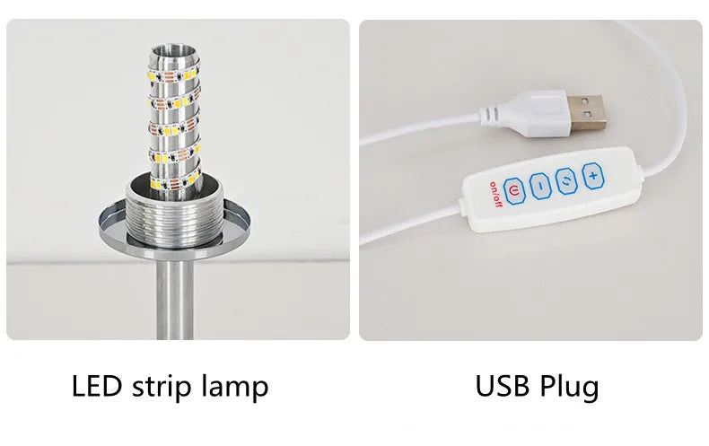 Glass table lamp with trichromatic dimming