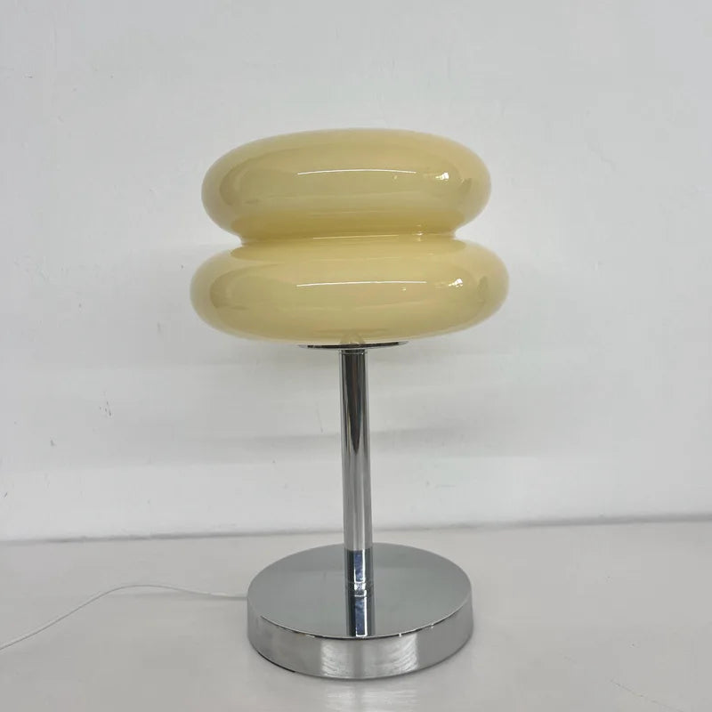Glass table lamp with trichromatic dimming