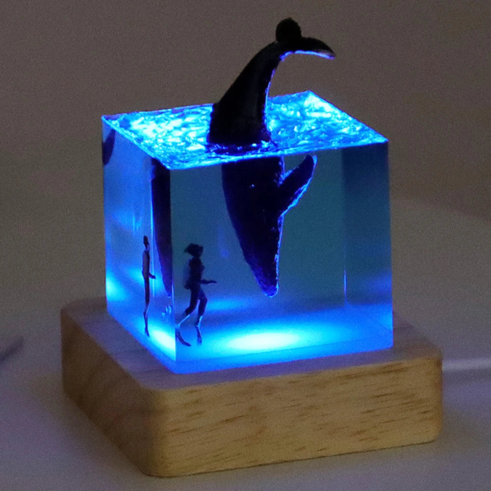 Shark Diver Epoxy Resin LED Decoration Lamp