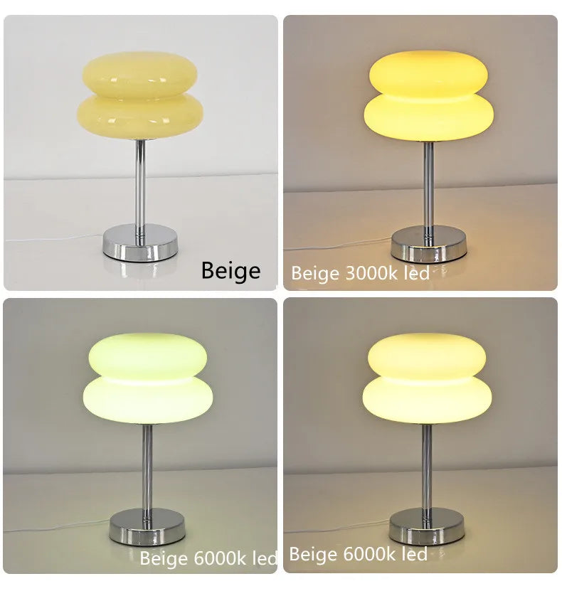 Glass table lamp with trichromatic dimming