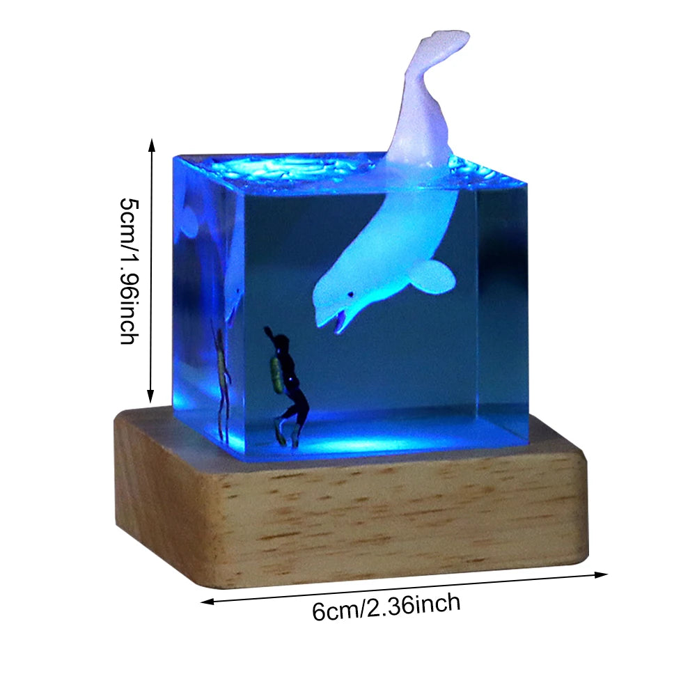Shark Diver Epoxy Resin LED Decoration Lamp