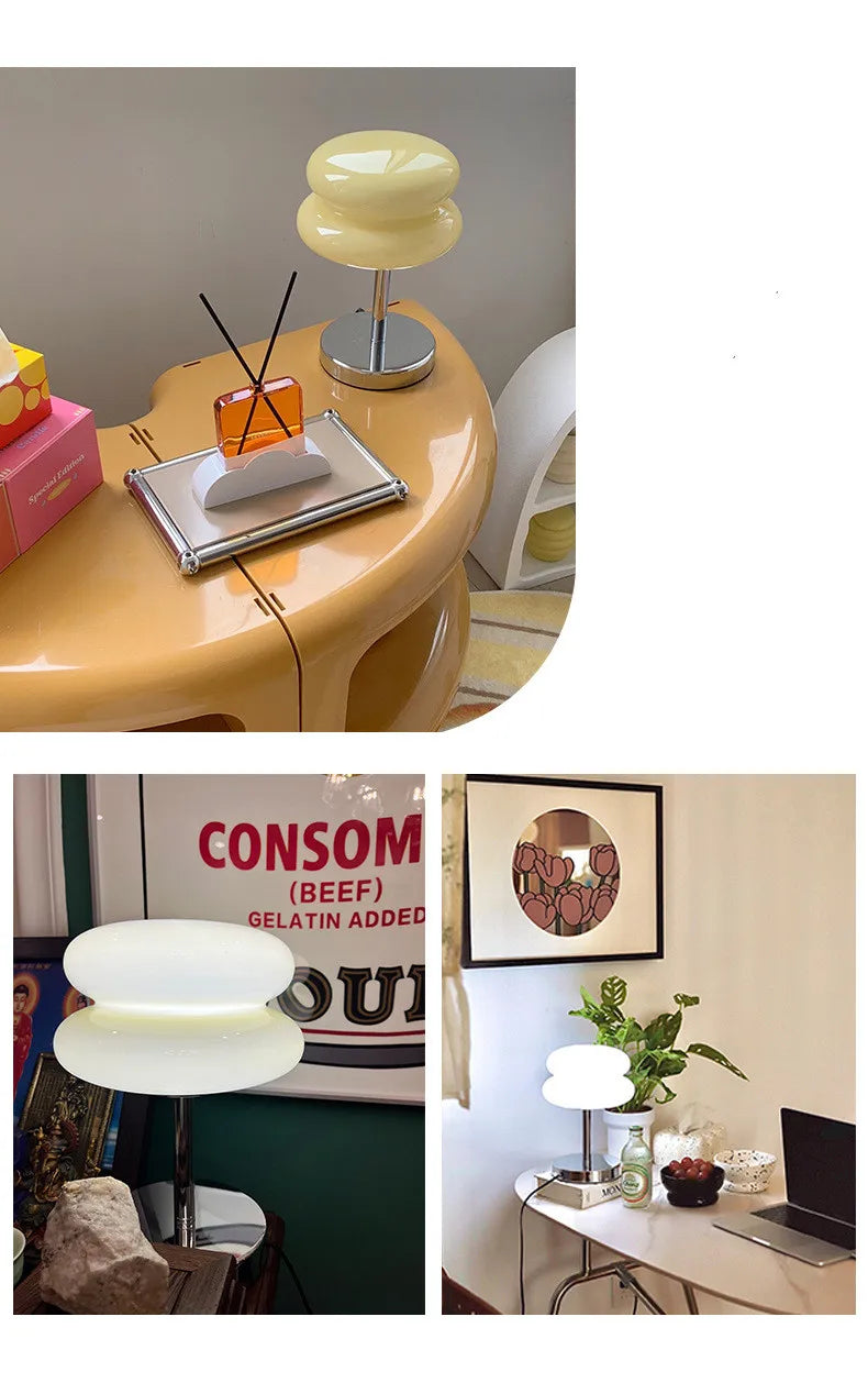 Glass table lamp with trichromatic dimming