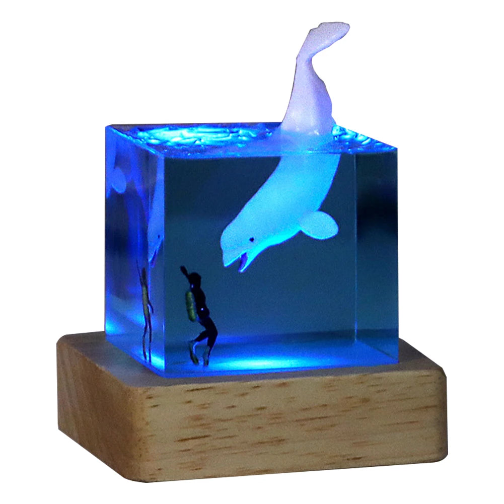 Shark Diver Epoxy Resin LED Decoration Lamp