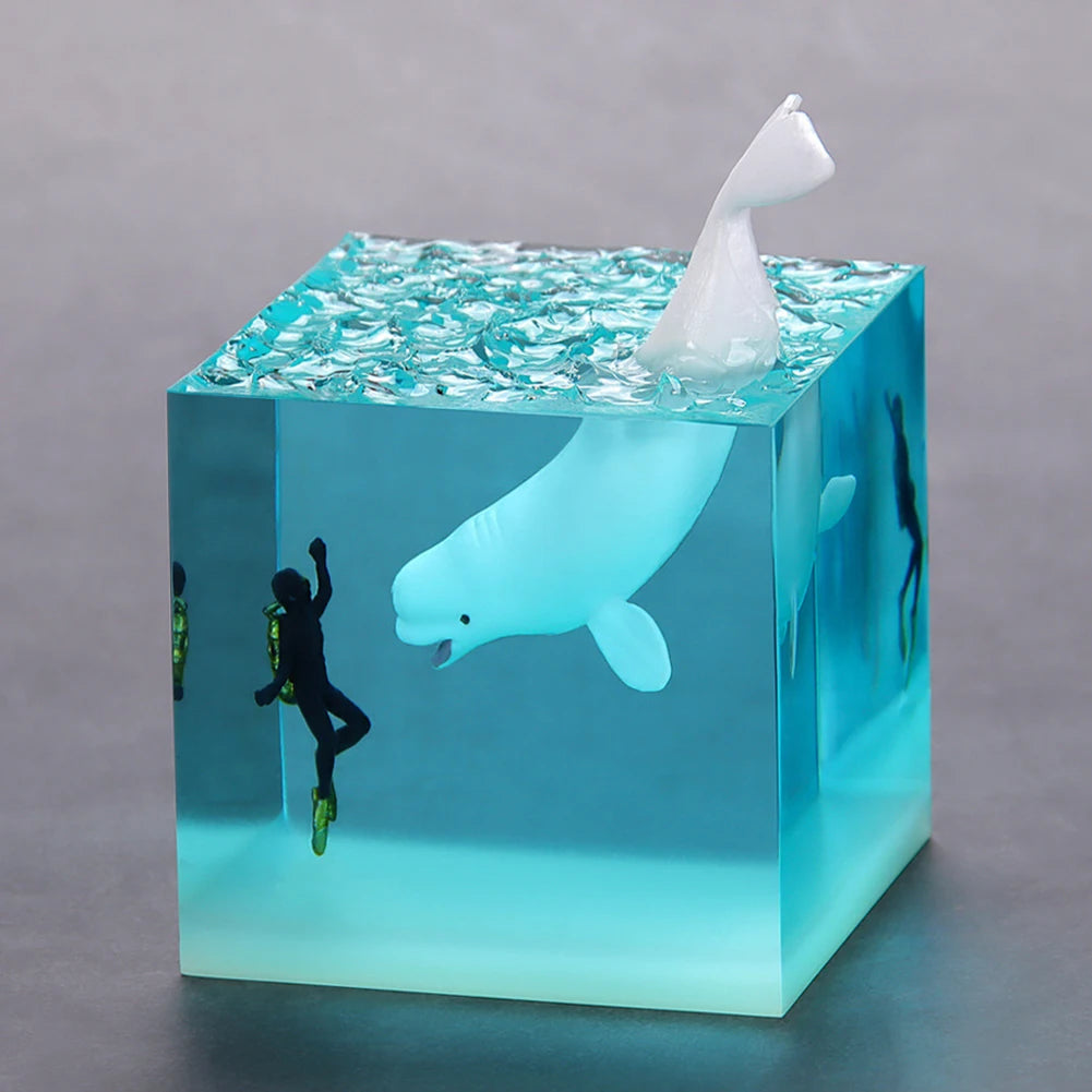 Shark Diver Epoxy Resin LED Decoration Lamp