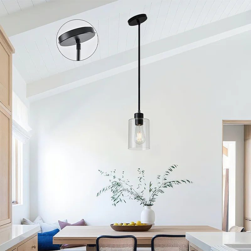 Modern Clear Glass Adjustable Pendant Lamp