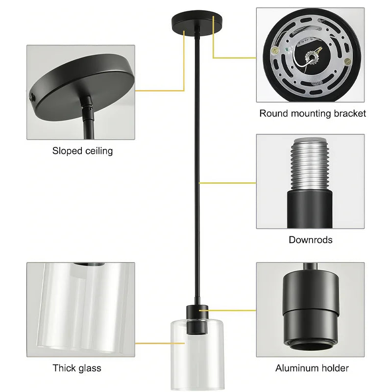 Modern Clear Glass Adjustable Pendant Lamp