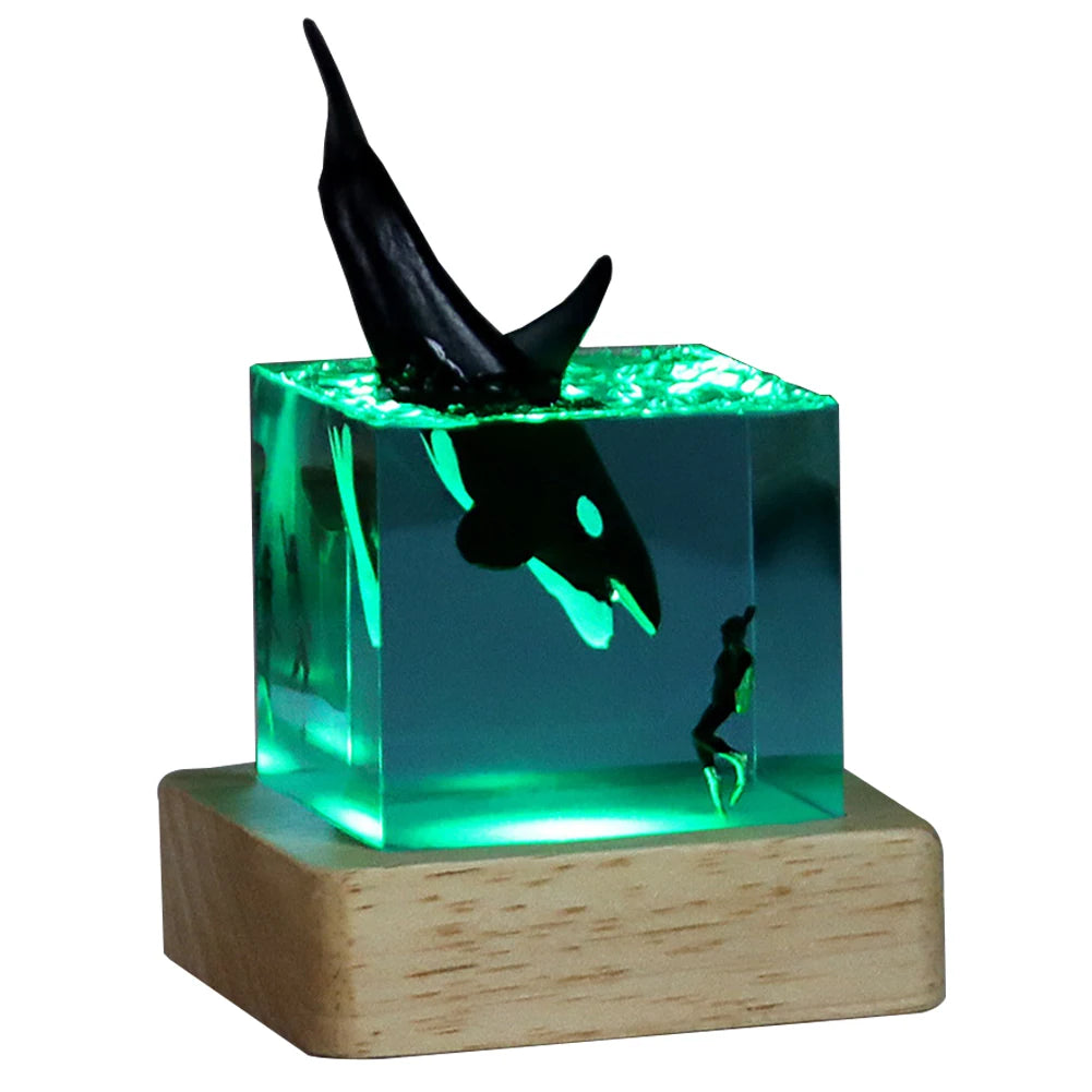 Shark Diver Epoxy Resin LED Decoration Lamp