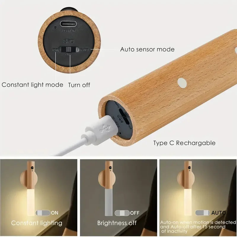 Portable rechargeable magnetic wall lamp with motion sensor