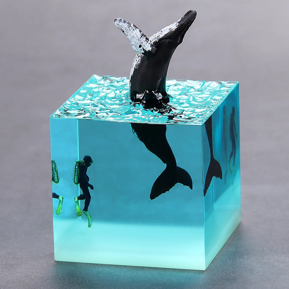Shark Diver Epoxy Resin LED Decoration Lamp