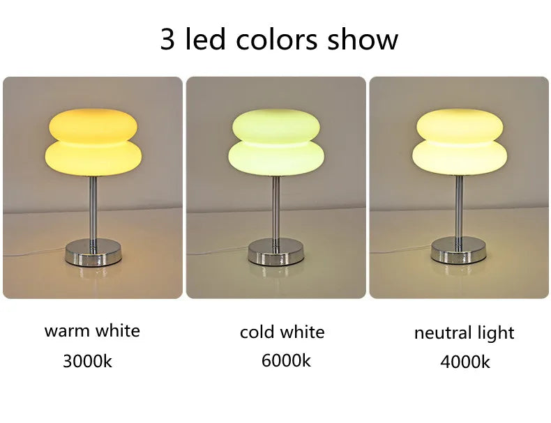 Glass table lamp with trichromatic dimming