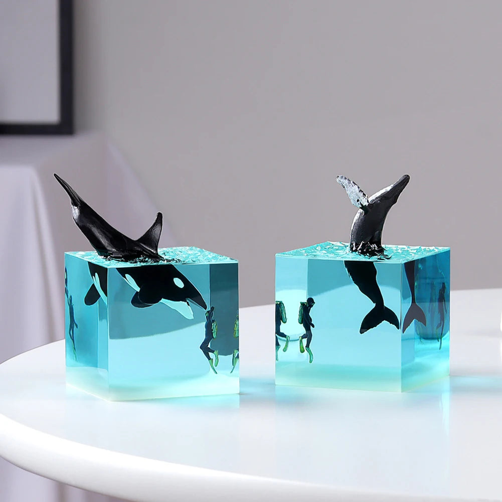 Shark Diver Epoxy Resin LED Decoration Lamp