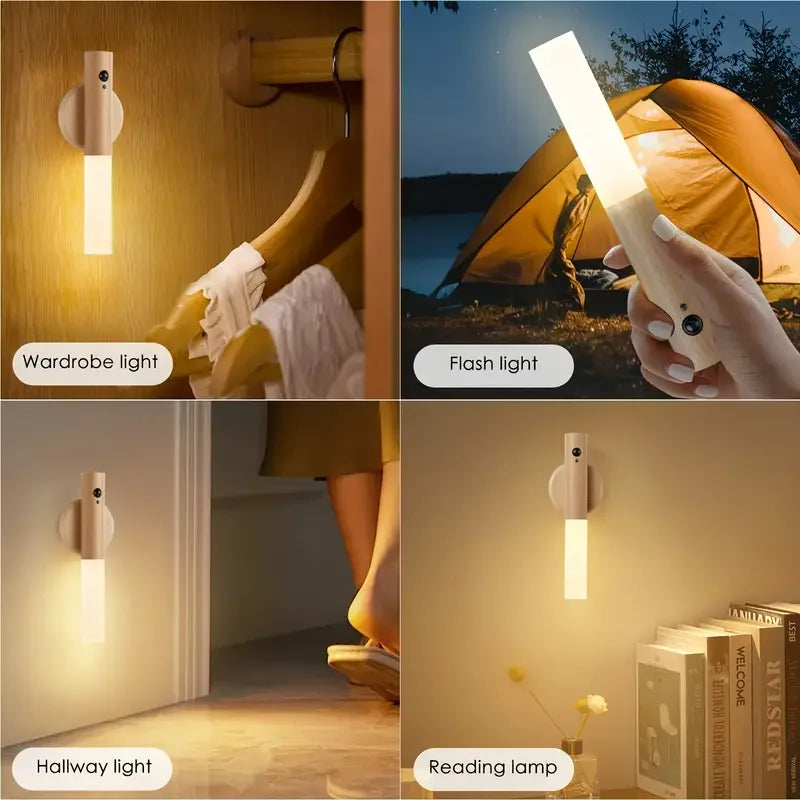 Portable rechargeable magnetic wall lamp with motion sensor