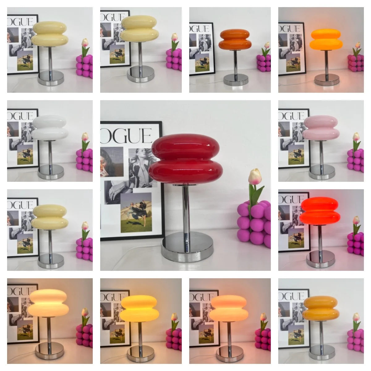 Glass table lamp with trichromatic dimming