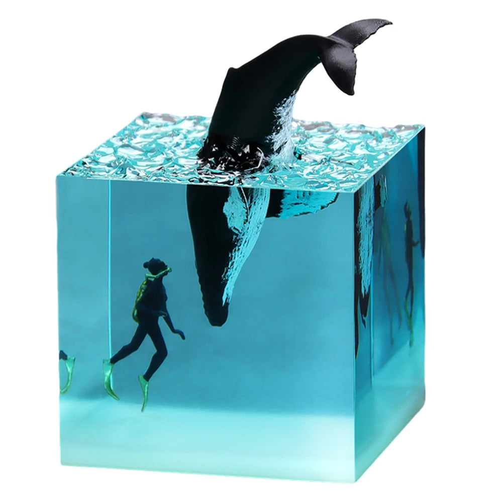 Shark Diver Epoxy Resin LED Decoration Lamp