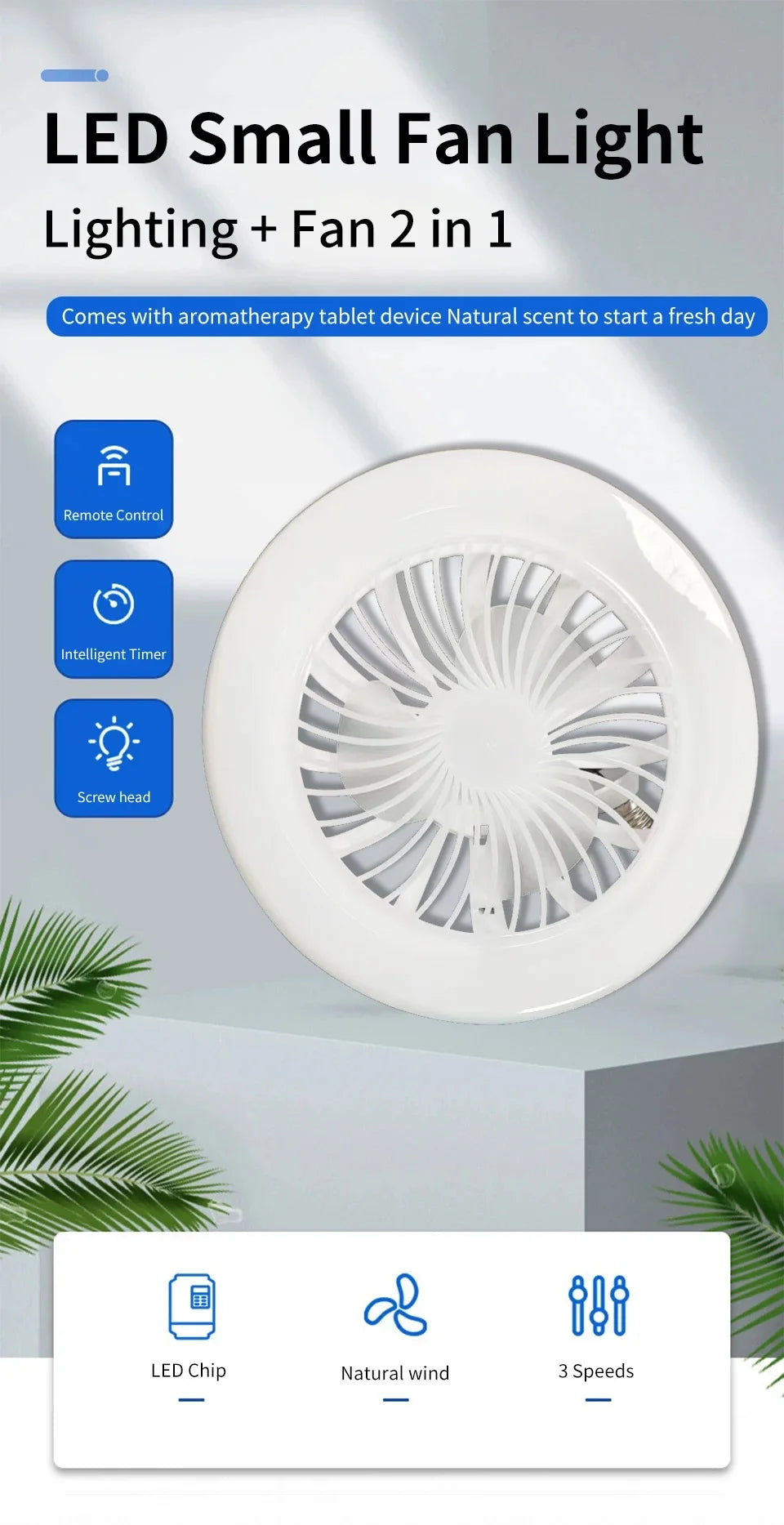 Modern 2 in1- 30W LED Fan Light with Remote‑Control.