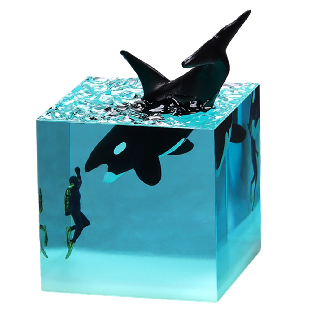 Shark Diver Epoxy Resin LED Decoration Lamp