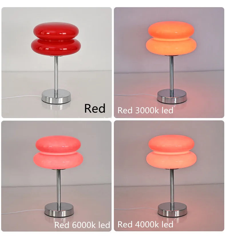 Glass table lamp with trichromatic dimming