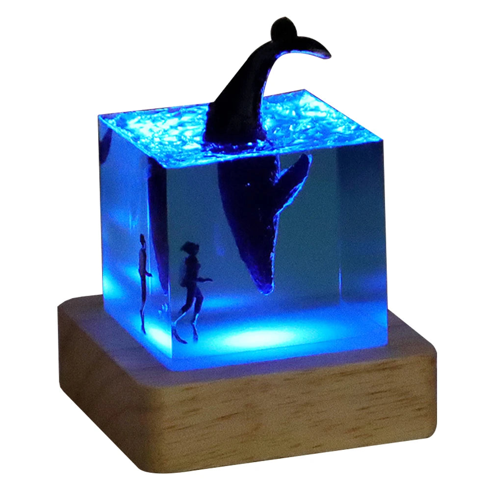 Shark Diver Epoxy Resin LED Decoration Lamp