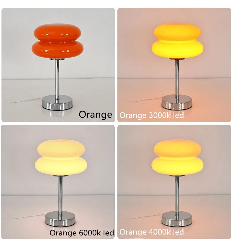 Glass table lamp with trichromatic dimming