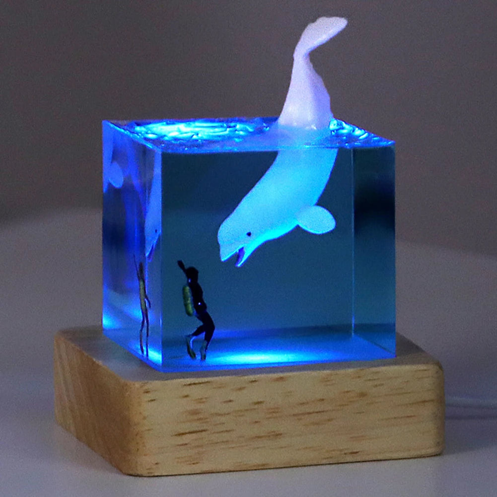 Shark Diver Epoxy Resin LED Decoration Lamp