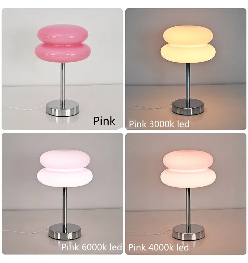 Glass table lamp with trichromatic dimming
