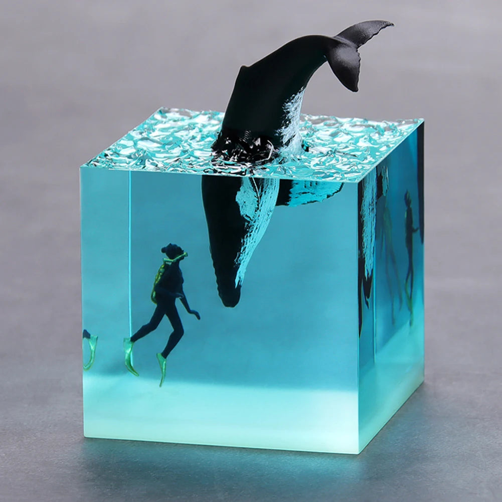 Shark Diver Epoxy Resin LED Decoration Lamp
