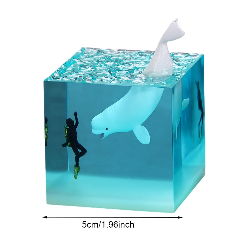 Shark Diver Epoxy Resin LED Decoration Lamp
