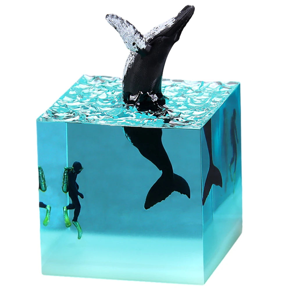 Shark Diver Epoxy Resin LED Decoration Lamp
