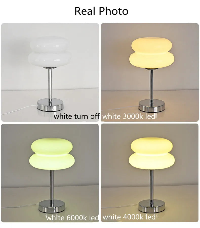 Glass table lamp with trichromatic dimming