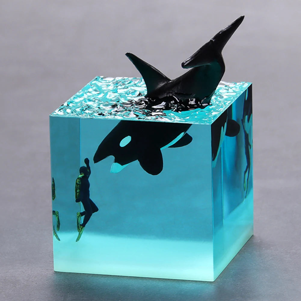 Shark Diver Epoxy Resin LED Decoration Lamp