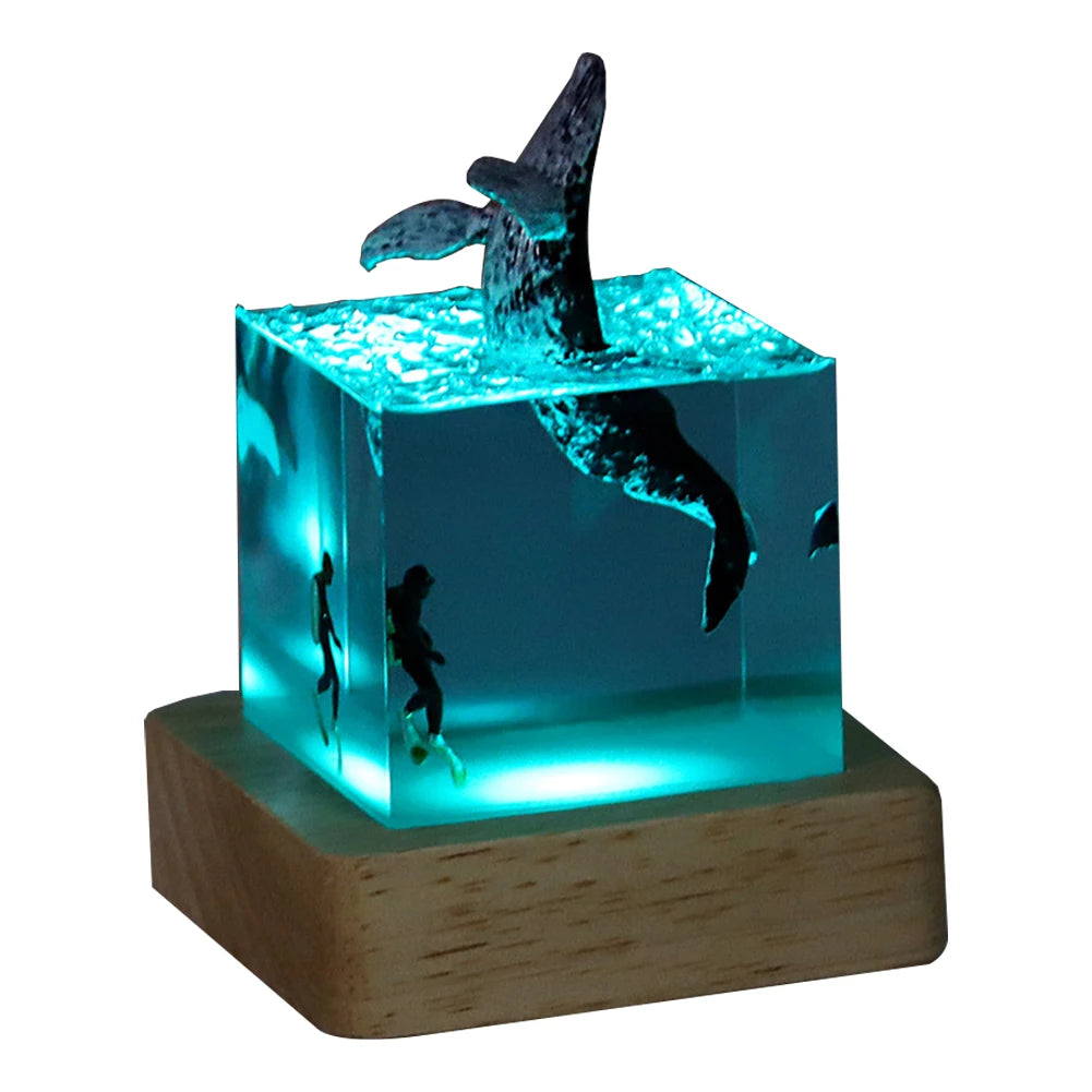 Shark Diver Epoxy Resin LED Decoration Lamp