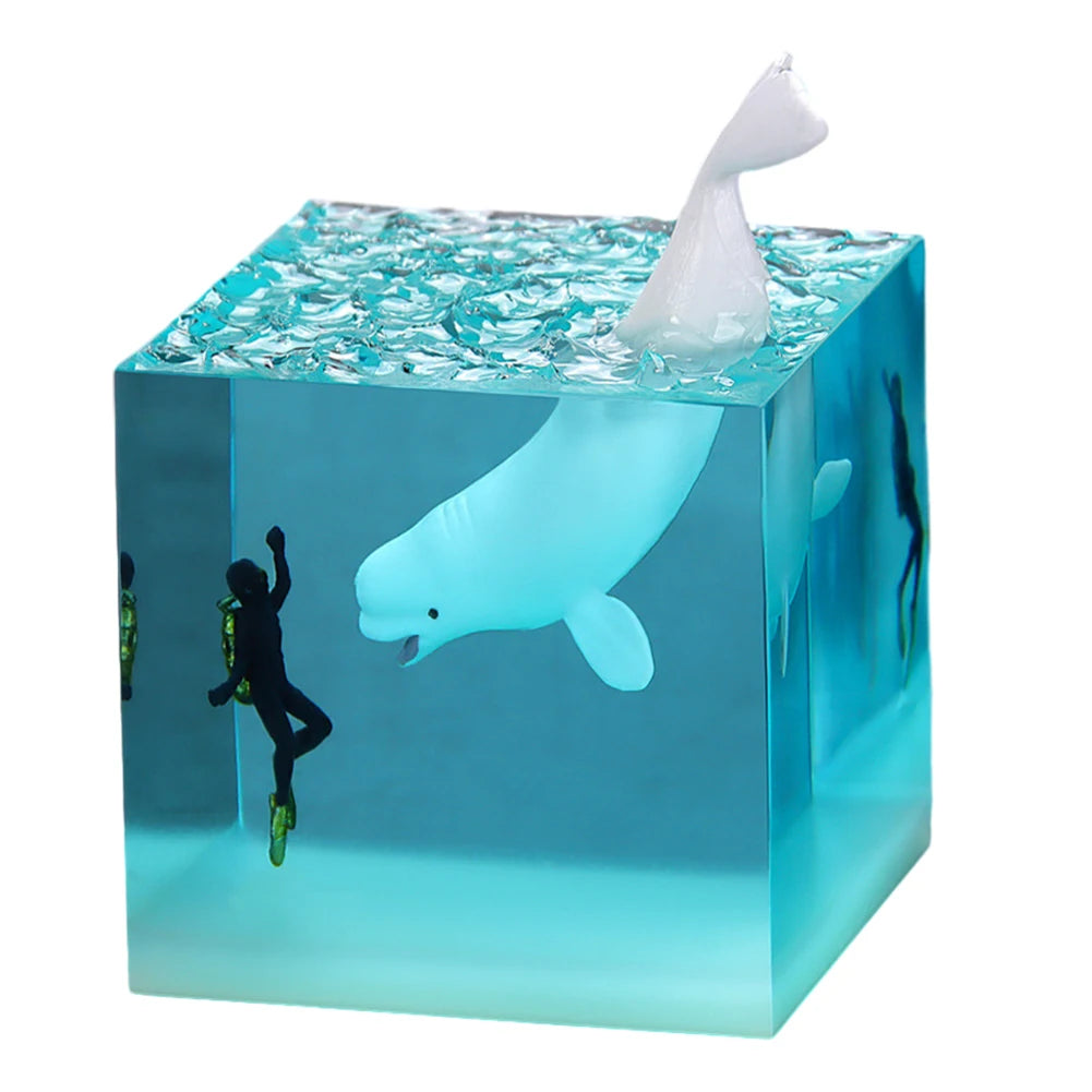 Shark Diver Epoxy Resin LED Decoration Lamp