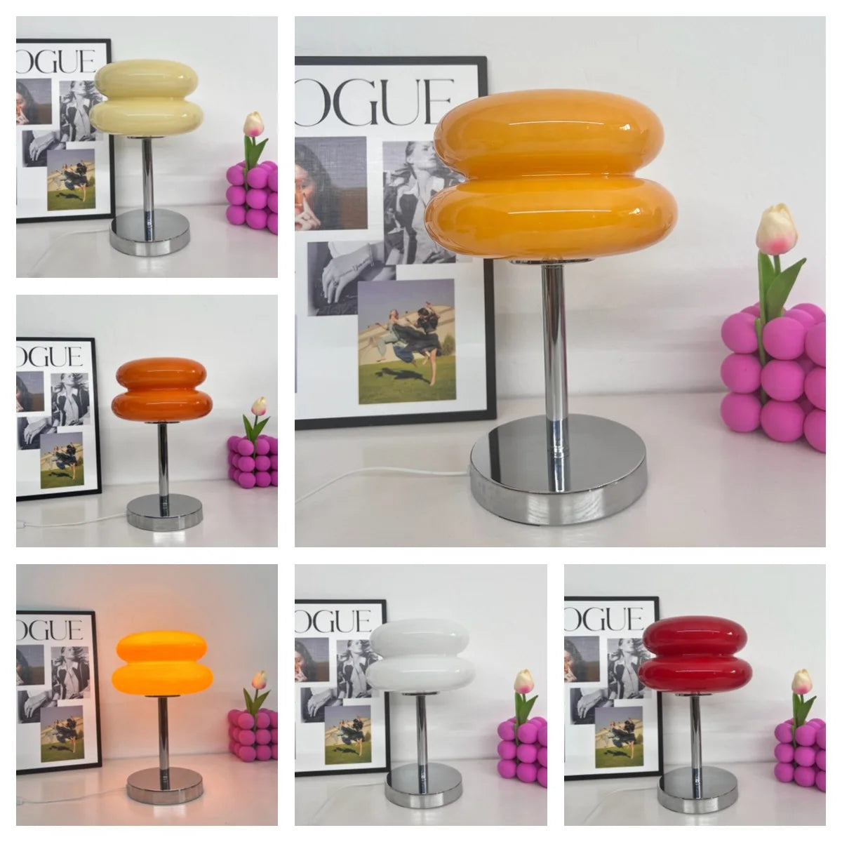 Glass table lamp with trichromatic dimming