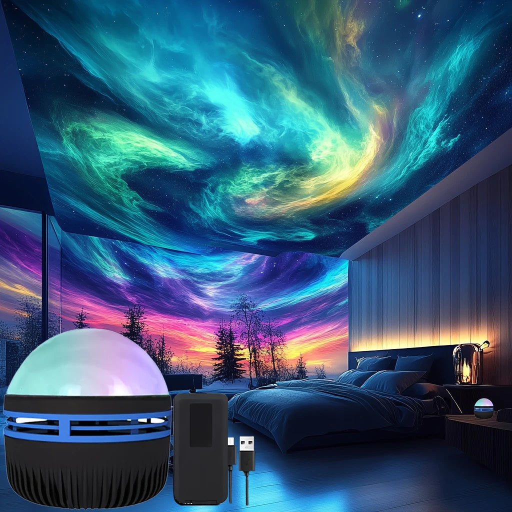 Aurora borealis effect projection lamp